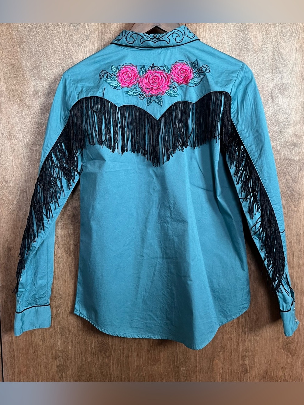 Rock & Roll embroidered fringe vintage inspired western cowgirl shirt